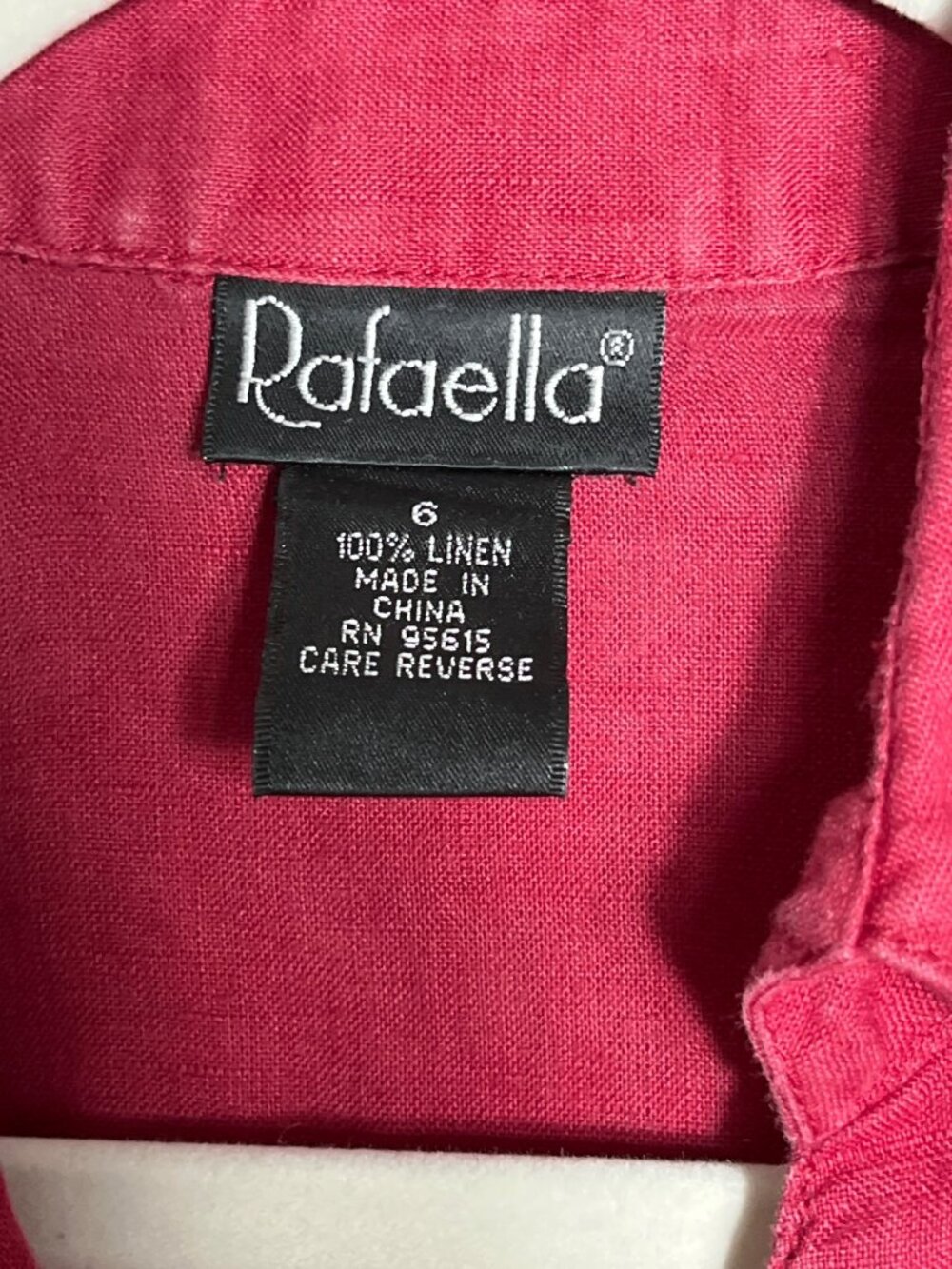 Rafaella Linen Button Top Sleeveless Raspberry Red Coastal Casual Preppy Wom 6 - Picture 3 of 10